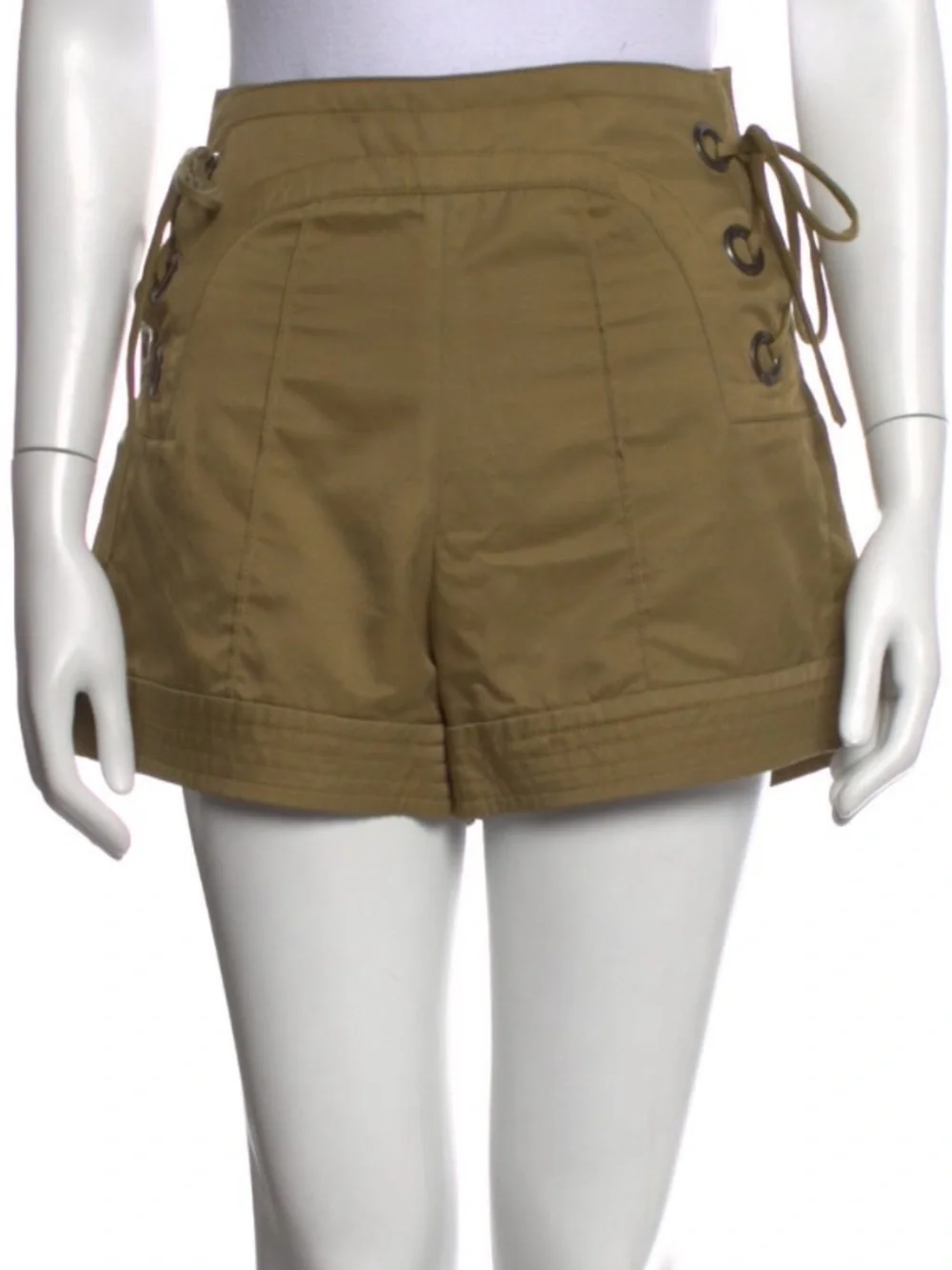 Marissa Webb High-Waist Lace-Up Khaki Shorts